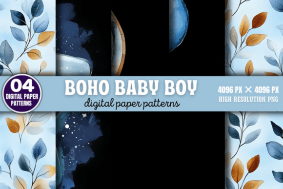 Download Boho Baby Boy Pattern Digital Background - Baby Collection