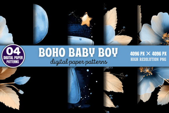 Download Boho Baby Boy Pattern Digital Background - Baby Collection