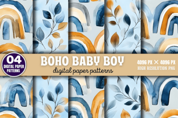 Download Boho Baby Boy Pattern Digital Background - Baby Collection