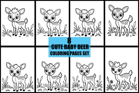 Download Cute Baby Deer Coloring Pages Set - Baby Collection
