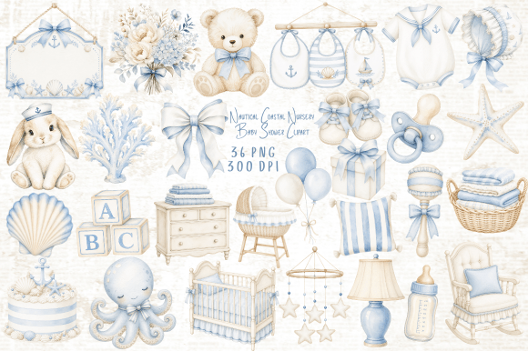 Download Nautical Nursery Baby Shower Clipart PNG - Baby Collection