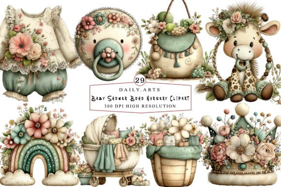 Download Baby Shower Boho Nursery Clipart - Baby Collection