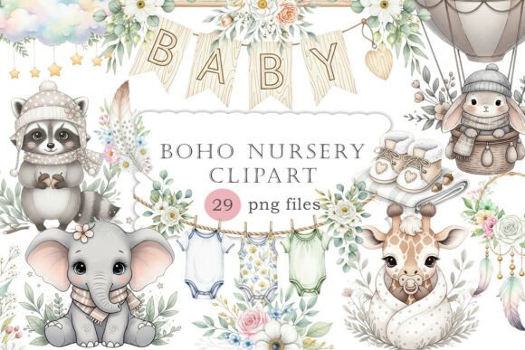 Download Baby Shower Clipart,Boho Nursery Clipart - Baby Collection