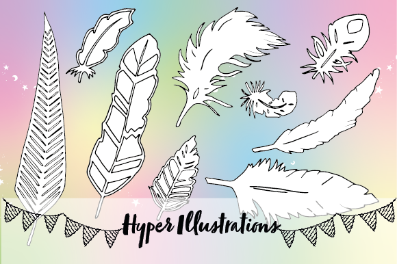 Download Hand Drawn Feathers Coloring KDP POD - Hand Collection