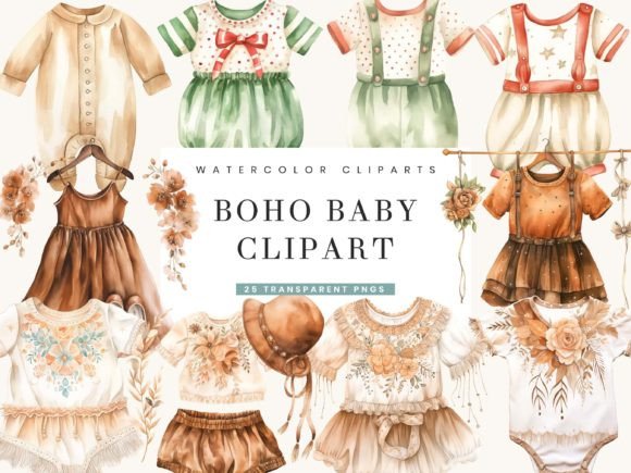 Download Watercolor Boho Baby Clipart Bundle - Baby Collection