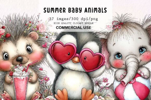 Download Whimsical Summer Baby Animals Clipart - Baby Collection