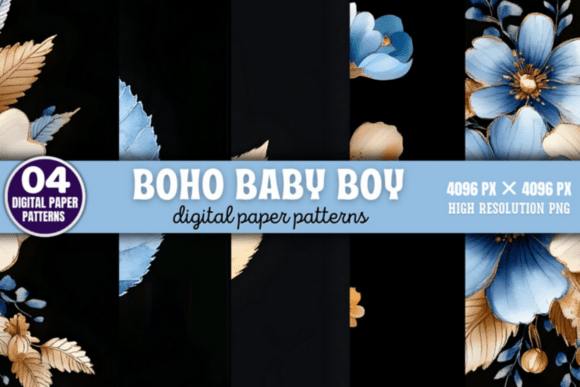 Download Boho Baby Boy Pattern Digital Background - Baby Collection