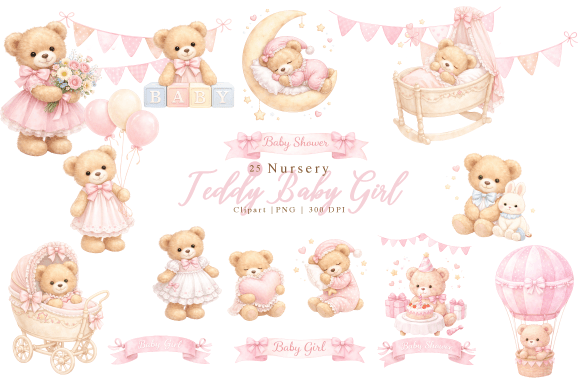Download Nursery Teddy Baby Girl Clipart PNG - Baby Collection