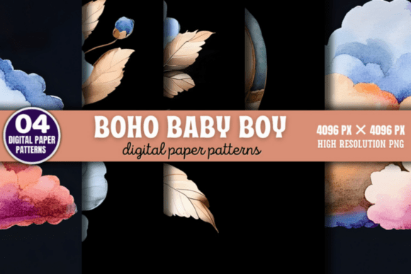 Download Boho Baby Boy Pattern Digital Background - Baby Collection