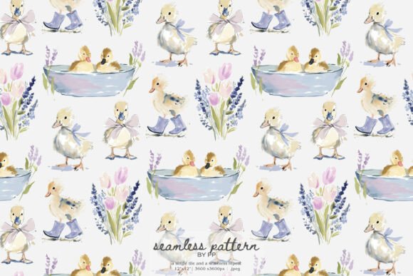 Download Adorable Baby Duck Seamless Pattern - Baby Collection