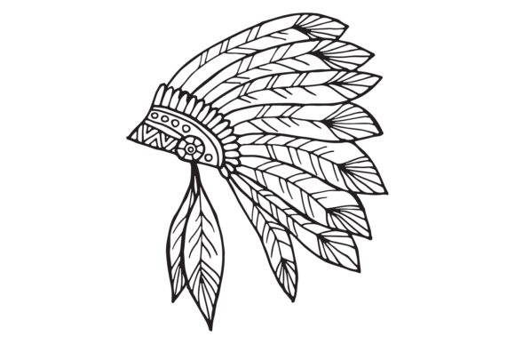 Download Native American Headdress. Hand Drawn Fe - Hand Collection