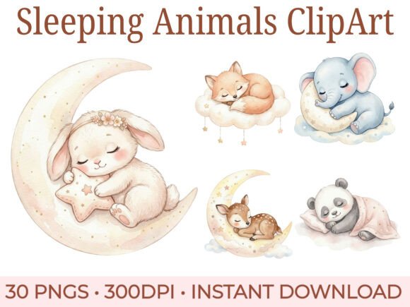 Download Sleeping Baby Animals Clipart Bundle - Baby Collection
