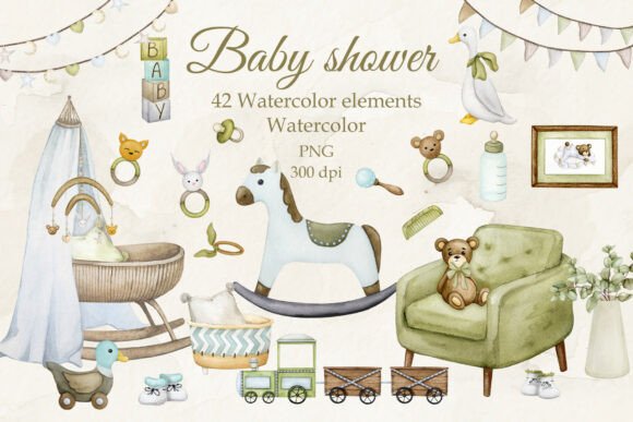 Download Baby Shower Clipart. Boho, Retro Style. - Baby Collection
