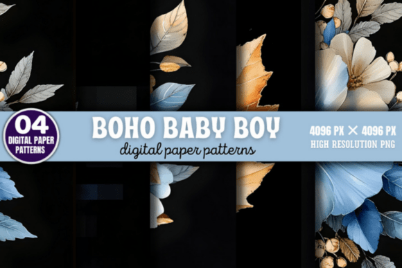 Download Boho Baby Boy Pattern Digital Background - Baby Collection