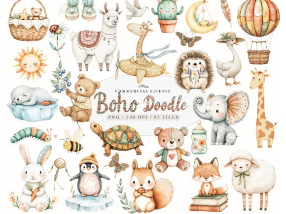 Download Neutral Boho Baby Shower Doodle Clipart, - Baby Collection