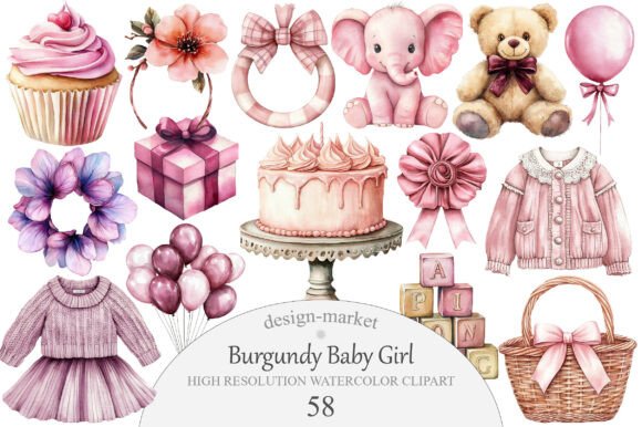 Download Burgundy Baby Girl Clipart - Baby Collection