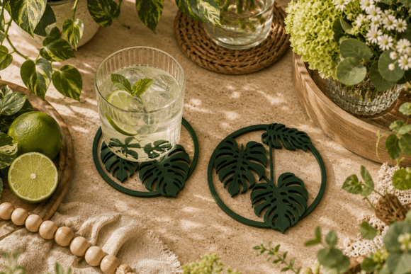 Download Monstera Coaster 3D Print STL Tropical - Monstera Collection