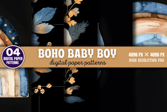 Download Boho Baby Boy Pattern Digital Background - Baby Collection