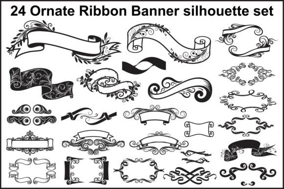 Download 24 Elegant Ornate Ribbon Banner Bundle - Elegant Collection